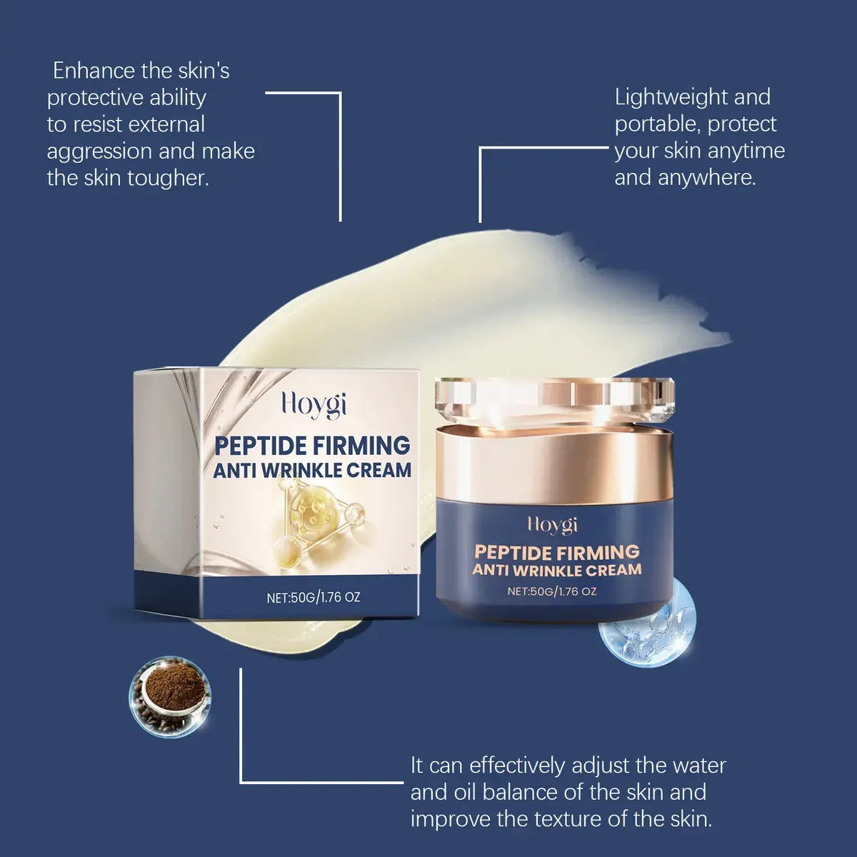 Hoygi Crema Reafirmante Antiarrugas con Péptidos – 50g ✨💆♀️