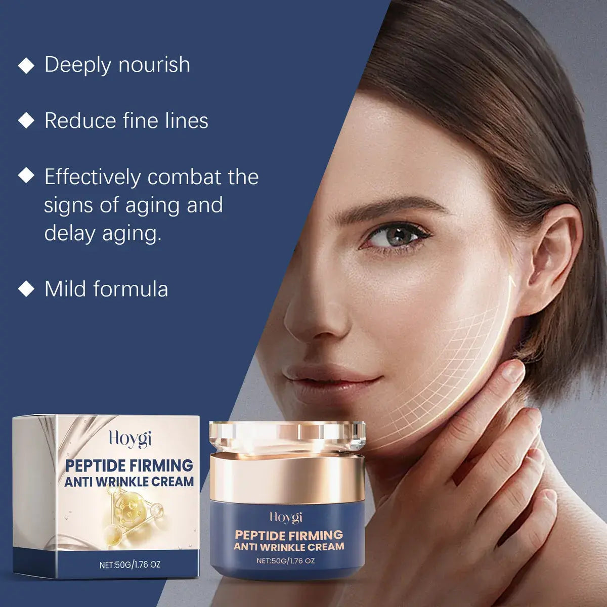 Hoygi Crema Reafirmante Antiarrugas con Péptidos – 50g ✨💆‍♀️